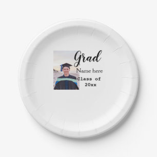 graduate photo congratulation add your name modern paper plates