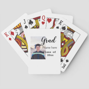 graduate photo congratulation add your name modern poker cards