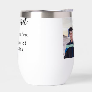 graduate photo congratulation add your name modern thermal wine tumbler