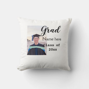 graduate photo congratulation add your name modern throw pillow