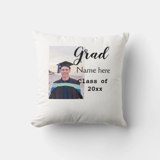 graduate photo congratulation add your name modern throw pillow (Front)