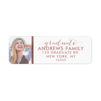 Graduate Photo Custom Rose Gold Label
