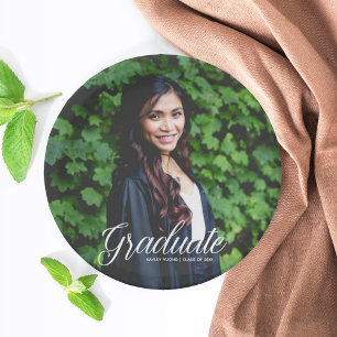 Graduate Photo Elegant 2025 Graduation Party Paper Plates
