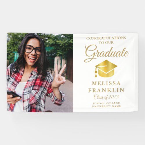 Graduate Photo Elegant Gold Graduation Banner