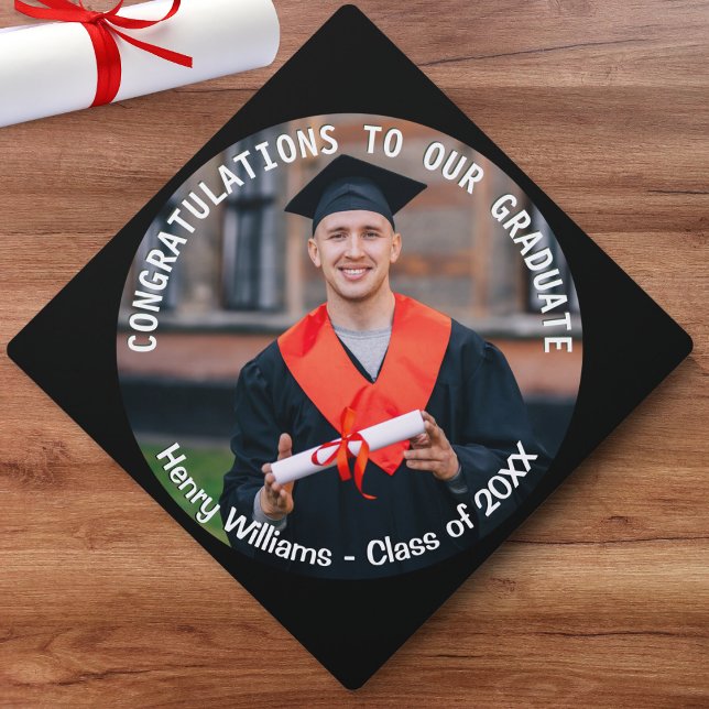 Graduate Photo Elegant Graduate Keepsake Custom Graduation Cap Topper (A graduate cap topper, to personalize with a photo, name and year)