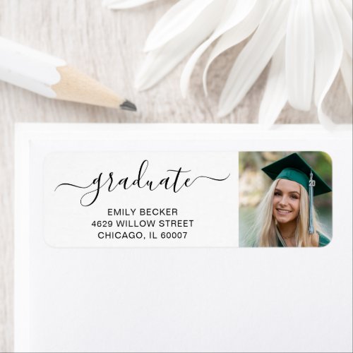 Graduate Photo Elegant Graduation Return Address Label
