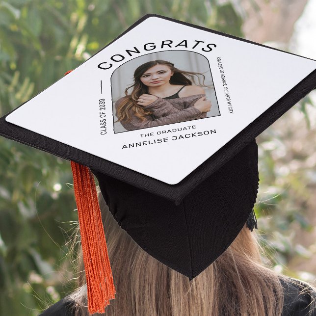 Graduate photo elegant simple modern graduation cap topper (Creator Uploaded)