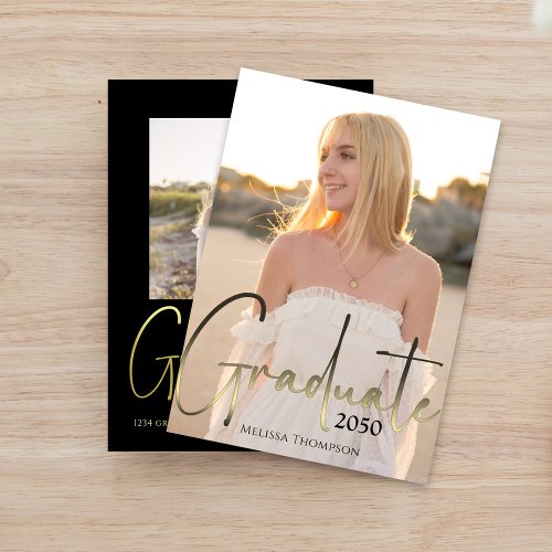 Graduate Photo Elegant Typography Simple Gold  Announcement