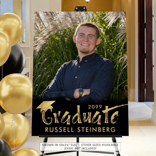 Graduate Photo Gold Brush Typography Foam Board (Creator Uploaded)