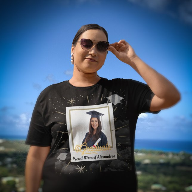 Graduate Photo Graduating Proud Mom Personalize   Plus Size T-Shirt ( Graduate Photo Graduating Proud Mom Dad Person Plus Size T-Shirt for Mom to wear when out and about)