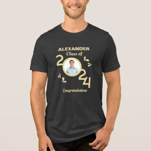 Graduate Photo Graduation Class Year 2024 Custom Tri-Blend Shirt