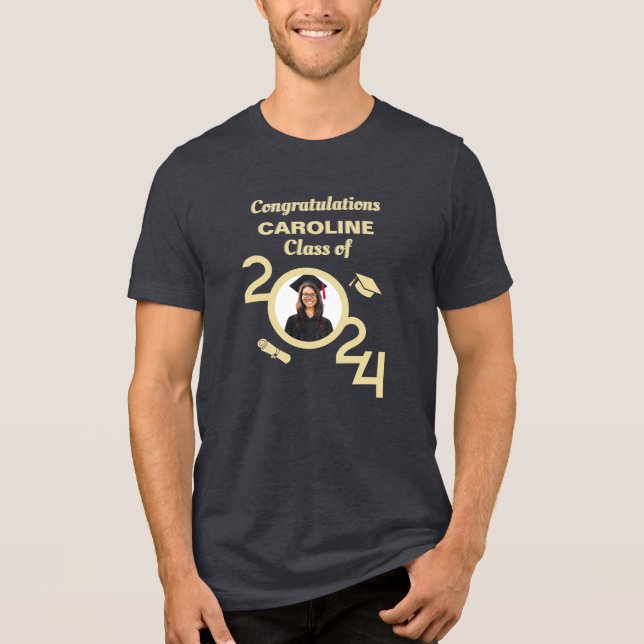 Graduate Photo Graduation Class Year 2024 Custom Tri-Blend Shirt (Front)
