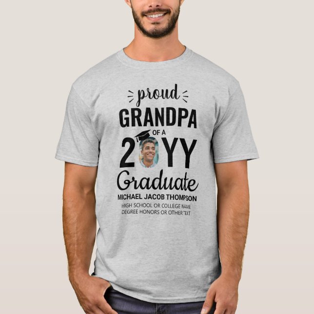 Graduate Photo Graduation Class Year Proud Grandpa T-Shirt (Front)