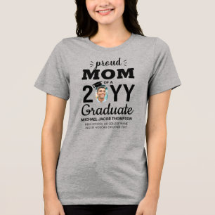 Graduate Photo Graduation Class Year Proud Mom Tri-Blend Shirt