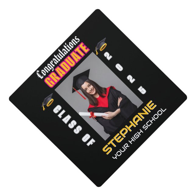Graduate Photo Graduation Congratulations Custom Cap Topper (Front)