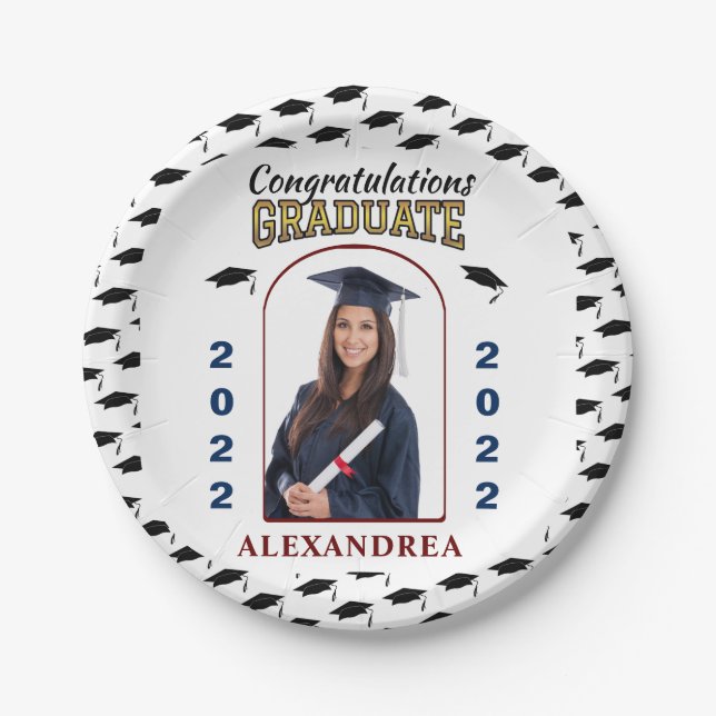 Graduate Photo Graduation Congratulations Custom P Paper Plates (Front)