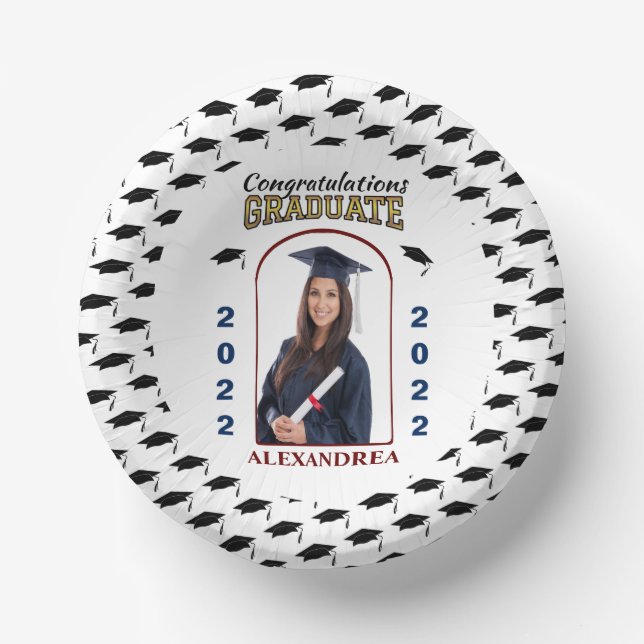 Graduate Photo Graduation Congratulations Custom  Paper Bowls (Front)