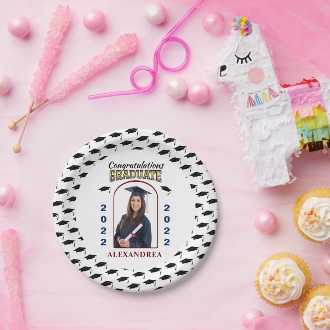 Graduate Photo Graduation Congratulations Custom  Paper Plates (Party)