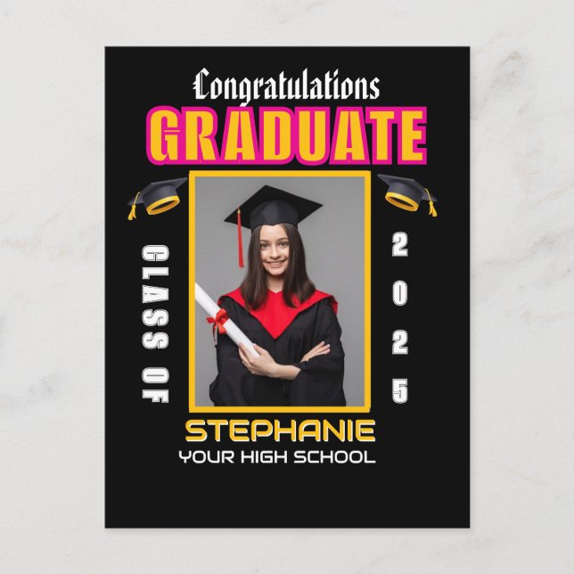 Graduate Photo Graduation Congratulations Custom Postcard (Front)