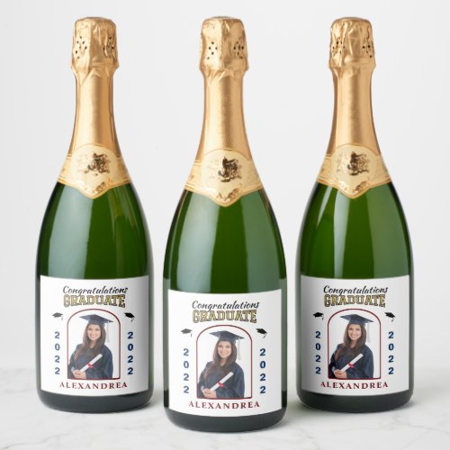 Graduate Photo Graduation Congratulations Custom  Sparkling Wine Label