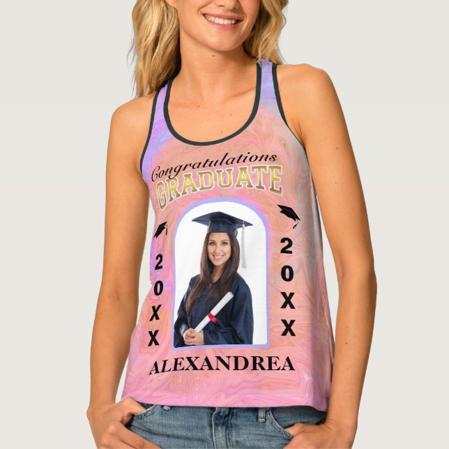 Graduate Photo Graduation Congratulations Custom Tank Top (Front)