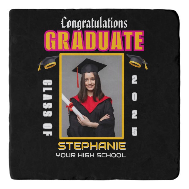 Graduate Photo Graduation Congratulations Custom Trivet (Front)
