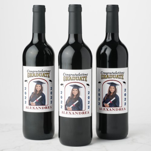 Graduate Photo Graduation Congratulations Custom  Wine Label