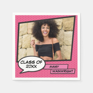 Graduate Photo Graduation Girly Pink Class of 2022 Napkins