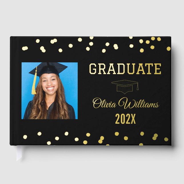 Graduate Photo Keepsake Graduation Party Foil Foil Guest Book (Front)