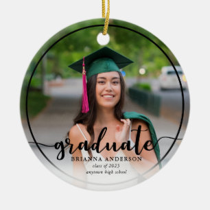 Graduate Photo Modern Calligraphy Ceramic Ornament