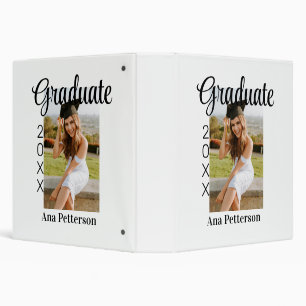Graduate photo modern classic add year name rustic 3 ring binder