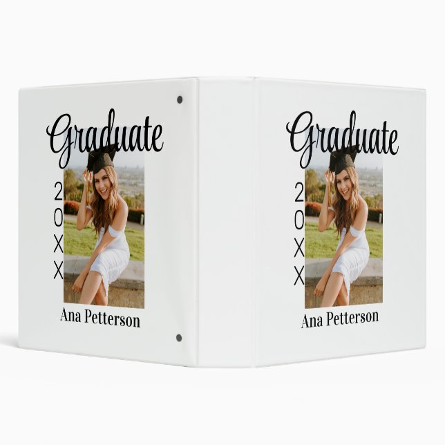 Graduate photo modern classic add year name rustic 3 ring binder (Background)