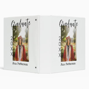 Graduate photo modern classic add year name rustic 3 ring binder