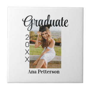 Graduate photo modern classic add year name rustic ceramic tile