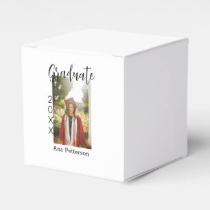 Graduate photo modern classic add year name rustic favor boxes