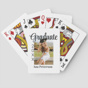 Graduate photo modern classic add year name rustic poker cards