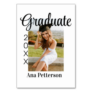 Graduate photo modern classic add year name rustic table number