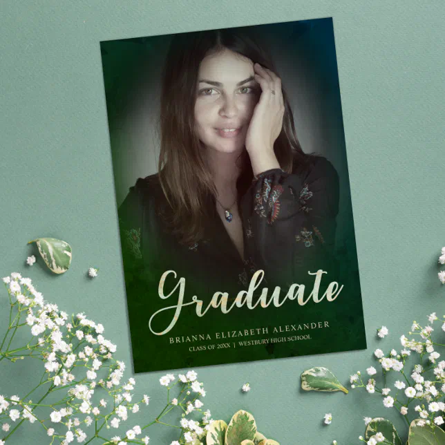 Graduate Photo Modern Elegant Calligraphy Script Zazzle