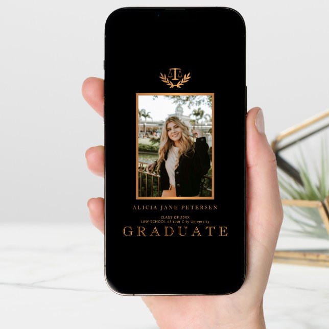 Graduate photo modern law school graduation announcement (Front Digital)