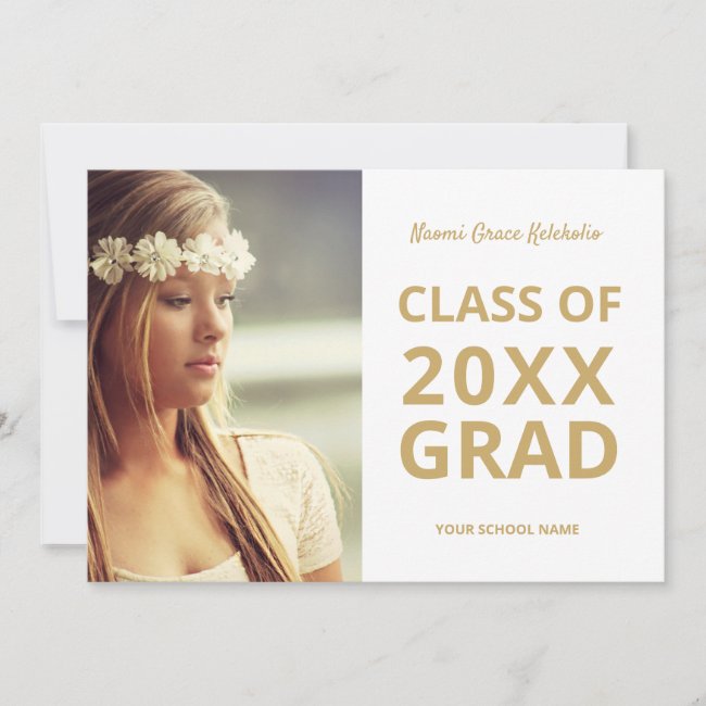 Graduate Photo Modern Simple Gold Graduation Announcement