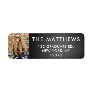 Graduate Photo Modern Typography Black Chalkboard Label
