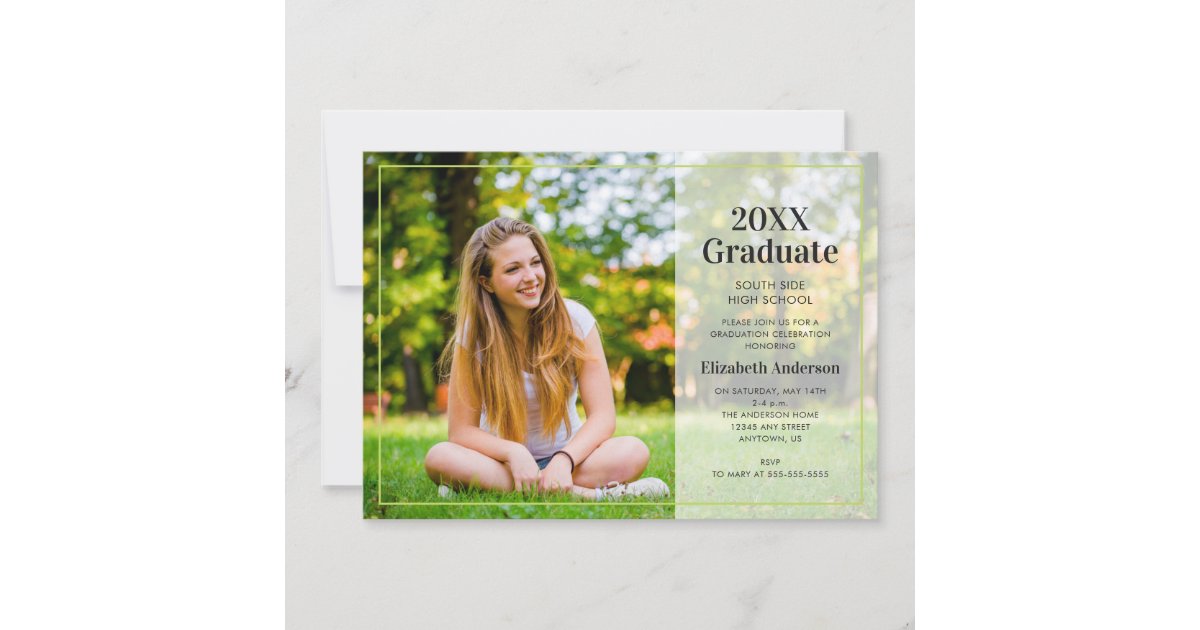 Graduate Photo Overlay Text Graduation Party Invitation | Zazzle