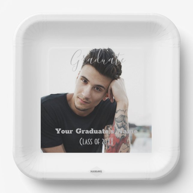 Graduate Photo Paper Napkin - HAMbyWG Paper Plates (Front)