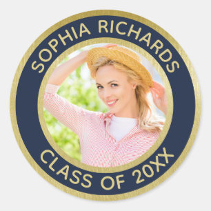 Graduate Photo Personalized   Classic Round Sticker