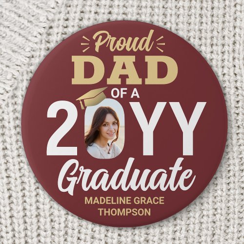 Graduate Photo Proud Dad Burgundy Red and Gold