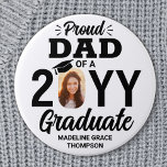 Graduate Photo Proud Dad Modern Black and White Button<br><div class="desc">Show your joy for the graduate with a stylish custom photo "Proud Dad" round graduation button. The picture and text on this template are simple to personalize, and all wording, colors and fonts can be changed with the Zazzle design tool. (IMAGE PLACEMENT TIP: An easy way to position a photo...</div>