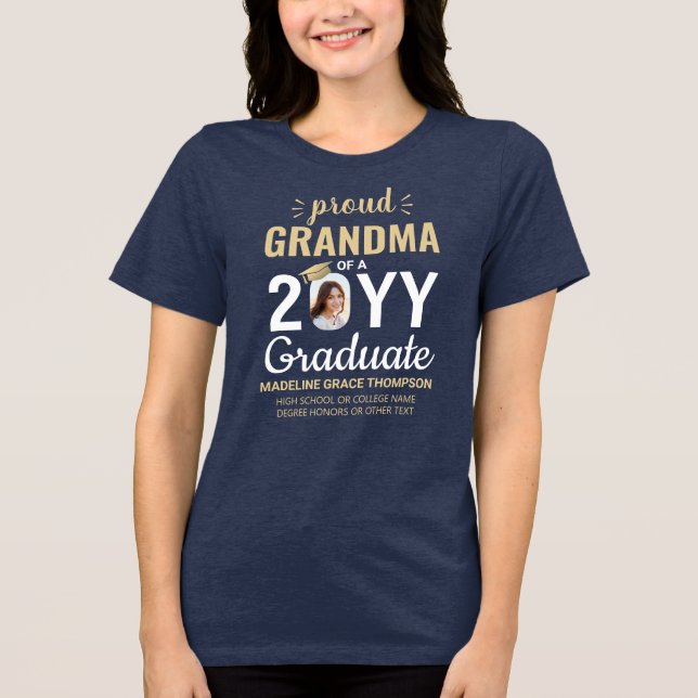 Graduate Photo Proud Grandma Graduation Class Year Tri-Blend Shirt (Front)