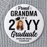 Graduate Photo Proud Grandma Modern Black & White Button<br><div class="desc">Show your joy for the graduate with a stylish custom photo "Proud Grandma" round graduation button. The picture and text on this template are simple to personalize, and all wording, colors and fonts can be changed with the Zazzle design tool. It can be customized for any family member or friend,...</div>