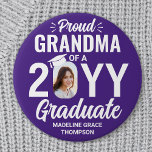 Graduate Photo Proud Grandma Modern Purple & White Button<br><div class="desc">Show your joy for the graduating senior with a stylish custom photo "Proud Grandma" round graduation button. The picture and text on this template are simple to personalize. The colors and font styles can be changed with the Zazzle Design Editor tool. Customize this button for any family member or friend,...</div>