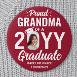 Graduate Photo Proud Grandma Modern Red and White Button<br><div class="desc">Show your joy for the graduating senior with a stylish custom photo "Proud Grandma" round graduation button. The picture and text on this template are simple to personalize. The colors and font styles can be changed with the Zazzle Design Editor tool. Customize this button for any family member or friend,...</div>